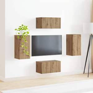 Sestava TV skříněk 4 pcs Artisanový dub kompozitní dřevo - obrázek 4