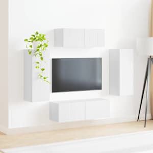 Sestava TV skříněk 4 pcs Bílá kompozitní dřevo - obrázek 4