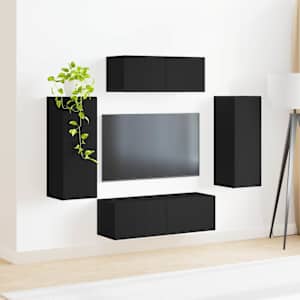 Sestava TV skříněk 4 pcs Černá kompozitní dřevo - obrázek 4