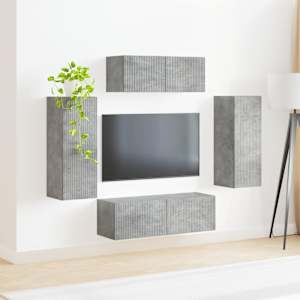 Sestava TV skříněk 4 pcs Betonově šedá kompozitní dřevo - obrázek 4
