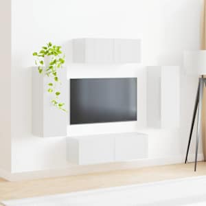 Sestava TV skříněk 4 pcs Vysoce lesklá bílá kompozitní dřevo - obrázek 4