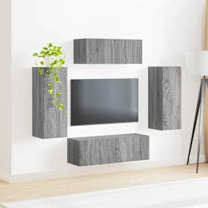 Sestava TV skříněk 4 pcs Šedá Sonoma kompozitní dřevo - obrázek 4