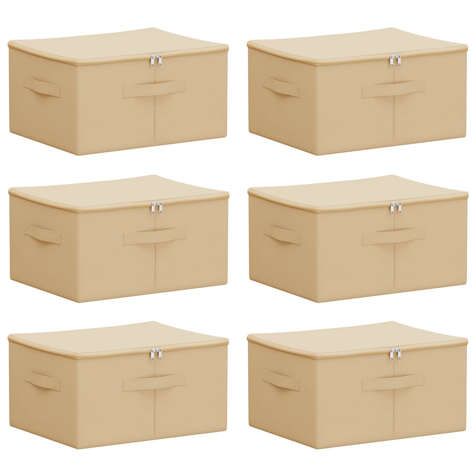 Opbergbox 6 pcs Crèmekleurig 50 x 30 x 25 cm Nonwoven stof image 2