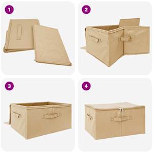 Úložná krabice 2 pcs Krémová 55 x 35 x 32 cm netkaný textil - obrázek 9
