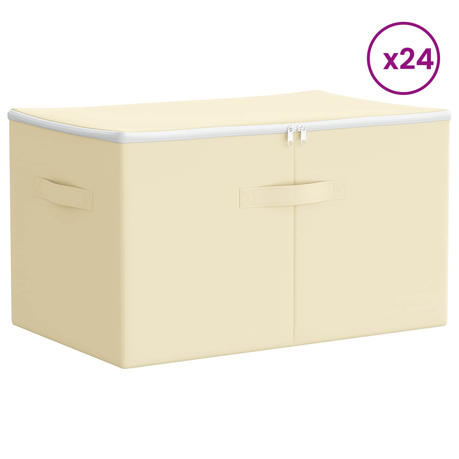 vidaXL Opbergbox 24 st Nonwoven stof 60 x 43 x 35 cm 90,3 crème, foto 2