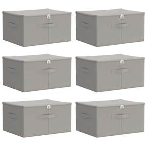Úložná krabice 6 pcs Šedá 50 x 30 x 25 cm netkaný textil - obrázek 2