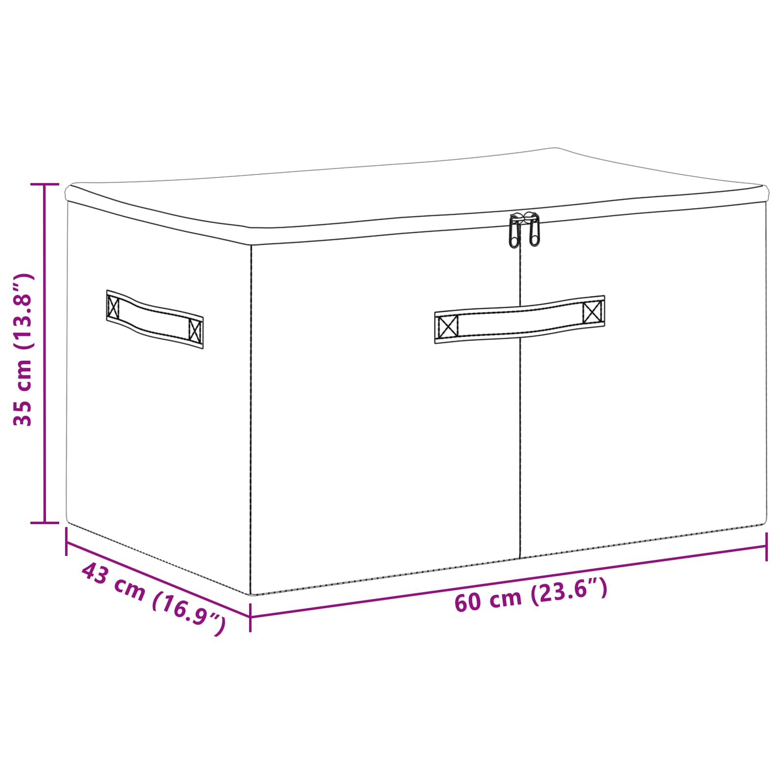 Opbergbox 2 pcs Grijs 60 x 43 x 35 cm Nonwoven stof image 11