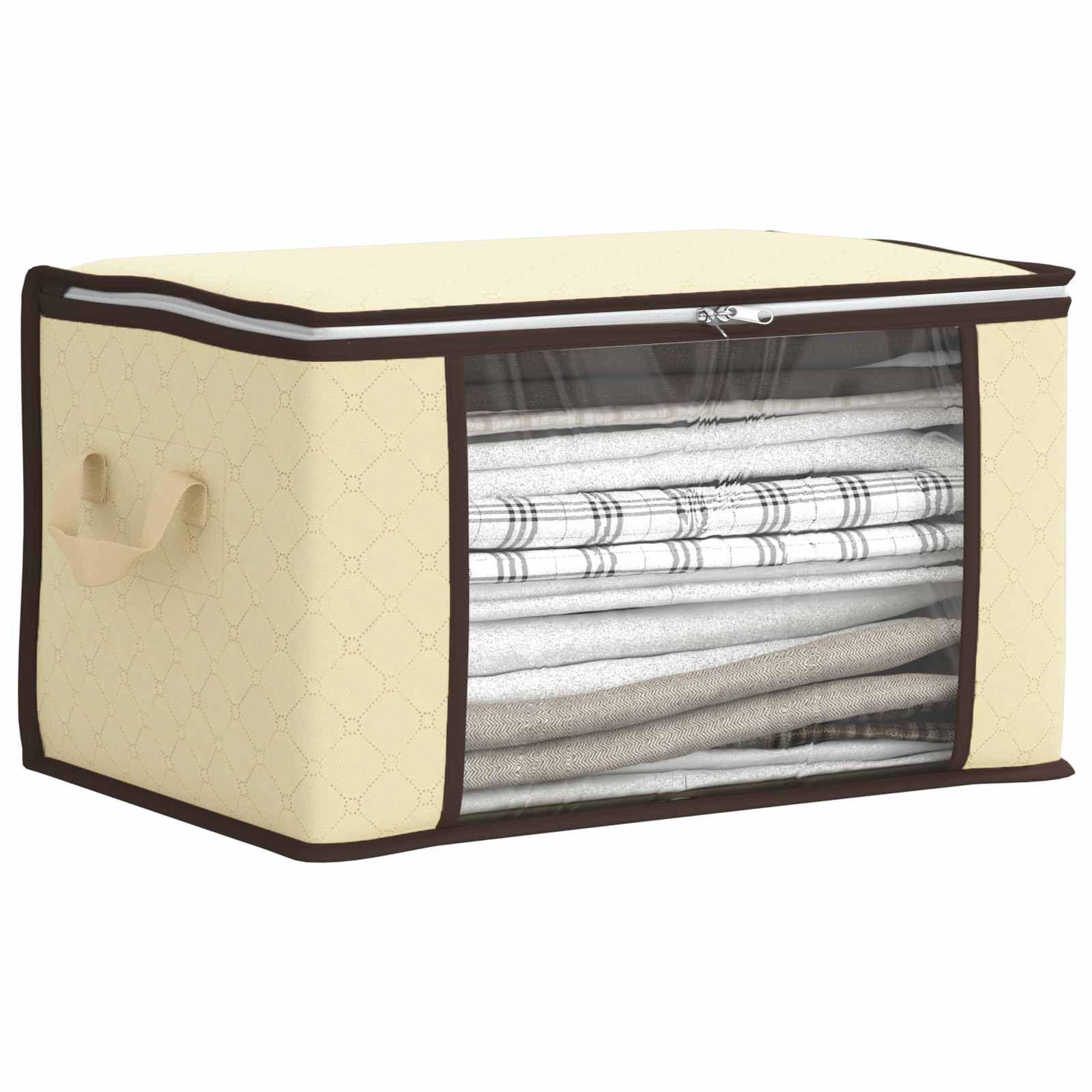 vidaXL Opbergdoos met Transparante Zijraam 6 st Nonwoven stof 90,3 crème, foto 2