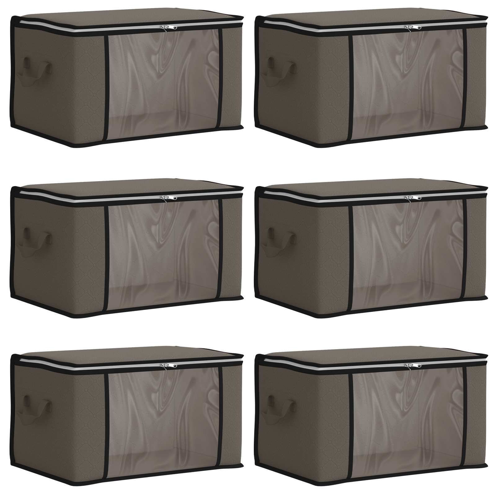 Opbergdoos met Transparante Zijraam 6 pcs Grijs 50 x 30 x 25 cm image 2
