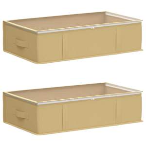 Úložná krabice s průhledným horním oknem 2 pcs Krémová - obrázek 2