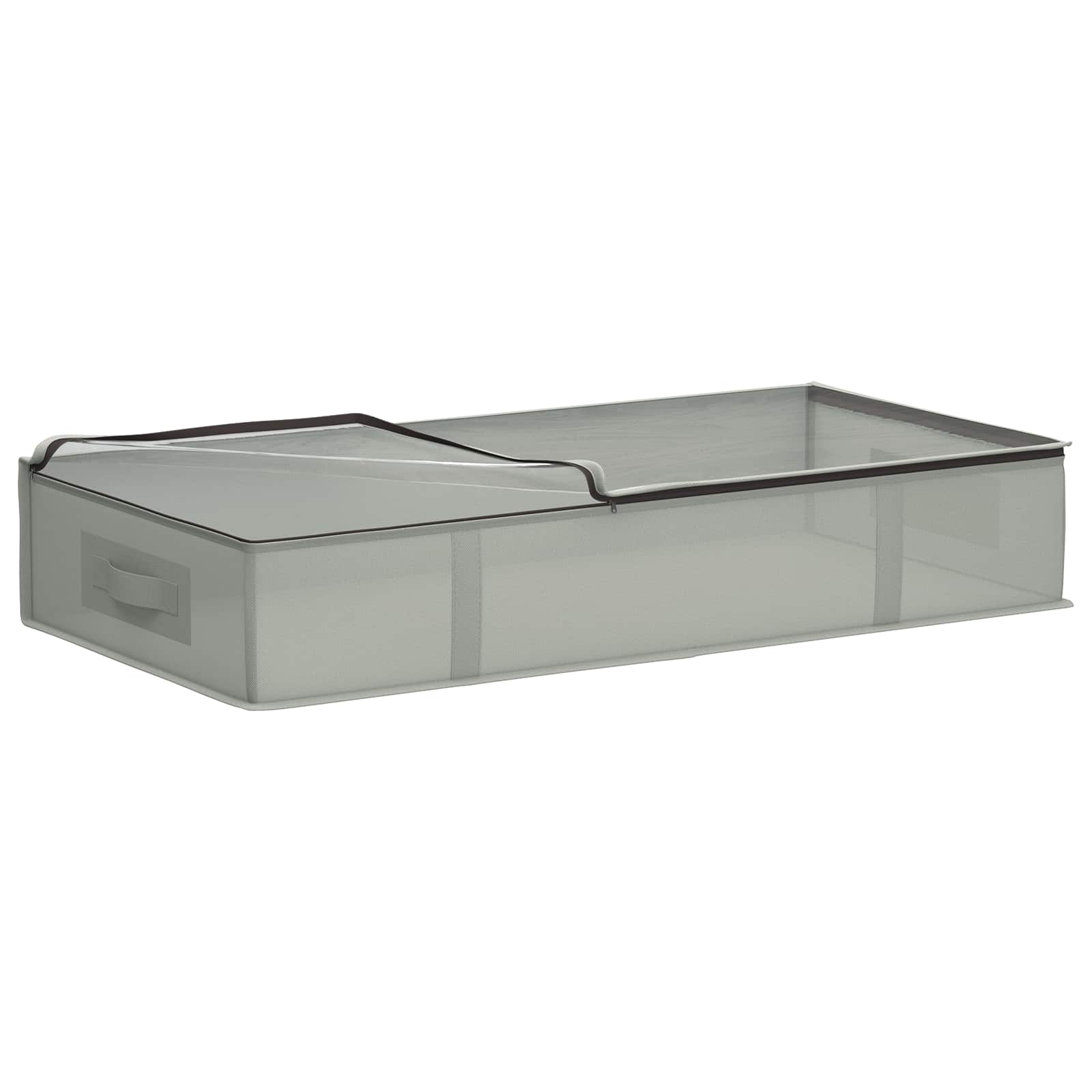 vidaXL Opbergdoos met transparant bovenraam 2 st Nonwoven stof 90 l grijs, foto 4