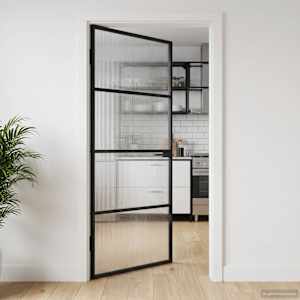 Vhodna vrata 102 x 201,5 x 3,5 cm Aluminij in kaljeno steklo