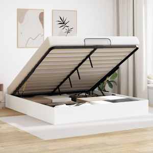 Ottomanska postelja Bela 203 x 180 x 25 cm Konstruirano leseno