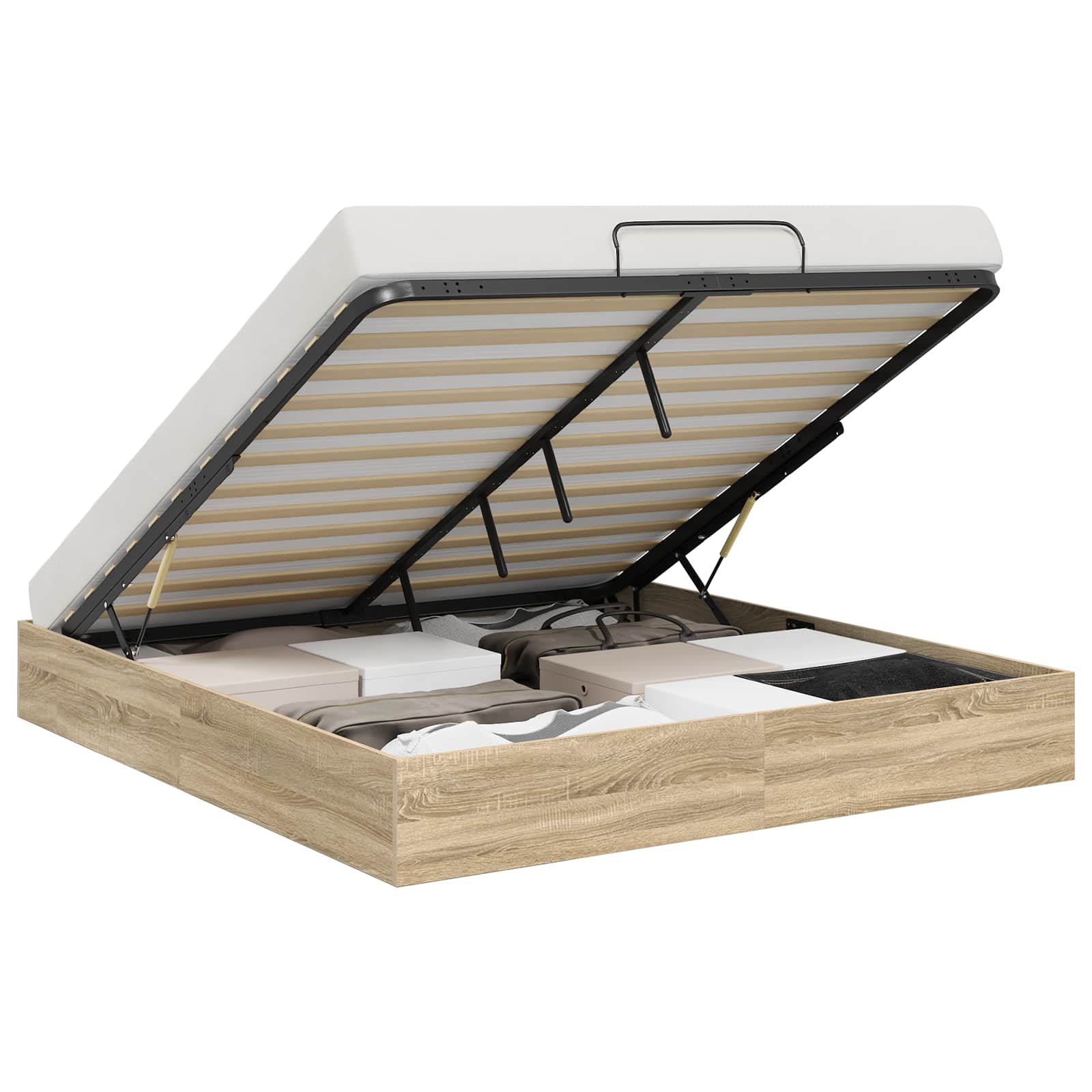 Thumbnail - vidaXL Ottoman Bettgestell mit Speicher Sonoma-Eiche 203 x 160 x 25 cm