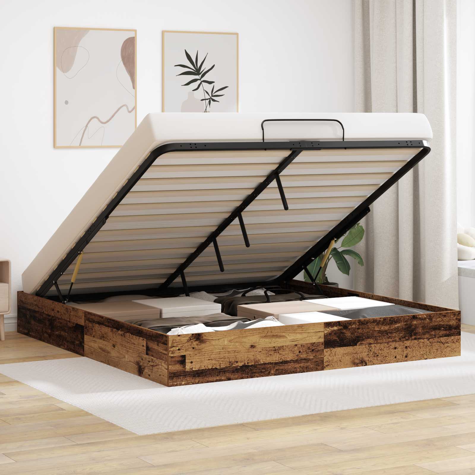 Ottoman postel Staré dřevo 160 x 200 cm Dřevěný materiál