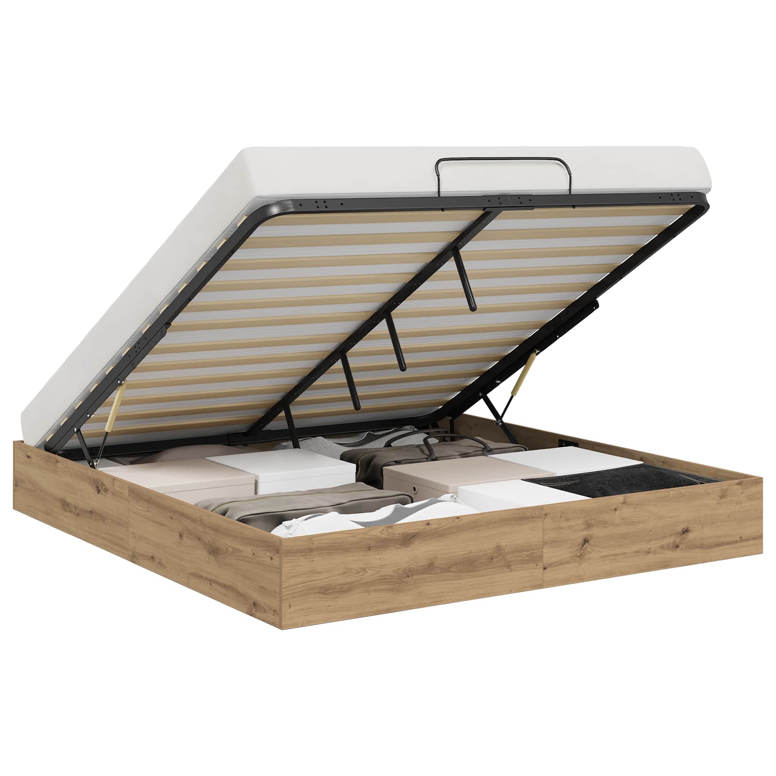 Thumbnail - vidaXL Ottoman Bettgestell Kunsthandwerk Eiche 193 x 120 x 25 cm