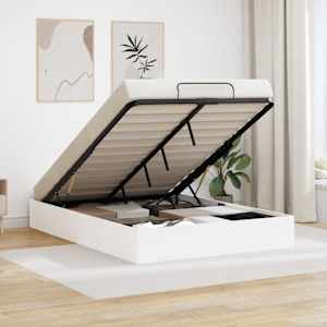 Ottomanska postelja Bela 203 x 140 x 25 cm Konstruirano leseno