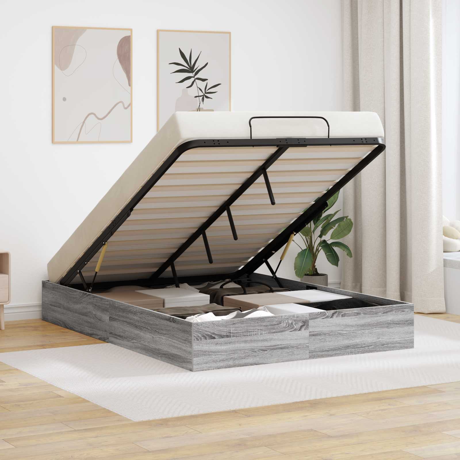 vidaXL Ottoman Bettgestell Graues Sonoma 203 x 140 x 25 cm