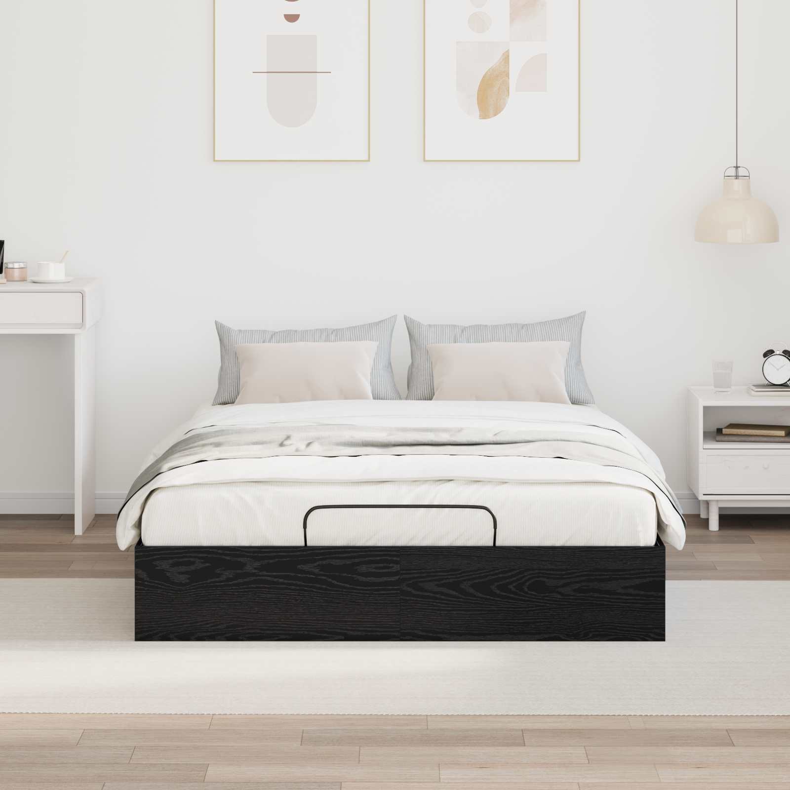 Ottoman Bedframe Zwart Eiken 193 x 120 x 25 cm Spaanplaat | luizaXL | Dé meubelwinkel voor elk interieur Ottoman Bedframe Zwart Eiken 193 x 120 x 25 cm Spaanplaat - Afbeelding 4