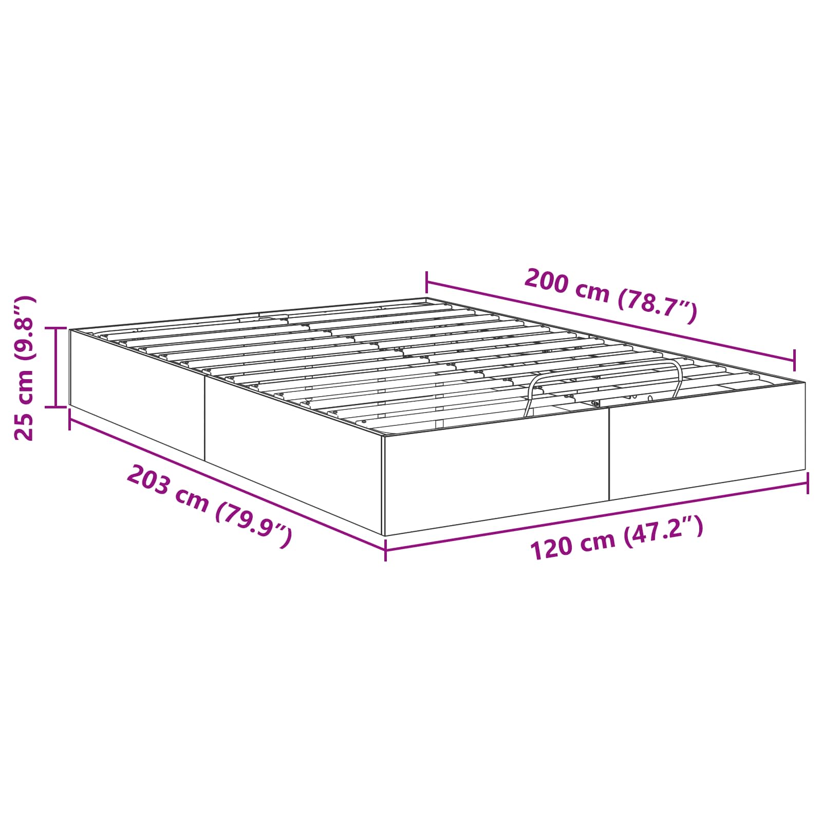 Ottoman postel Staré dřevo 203 x 120 x 25 cm Dřevěný materiál - obrázek 11