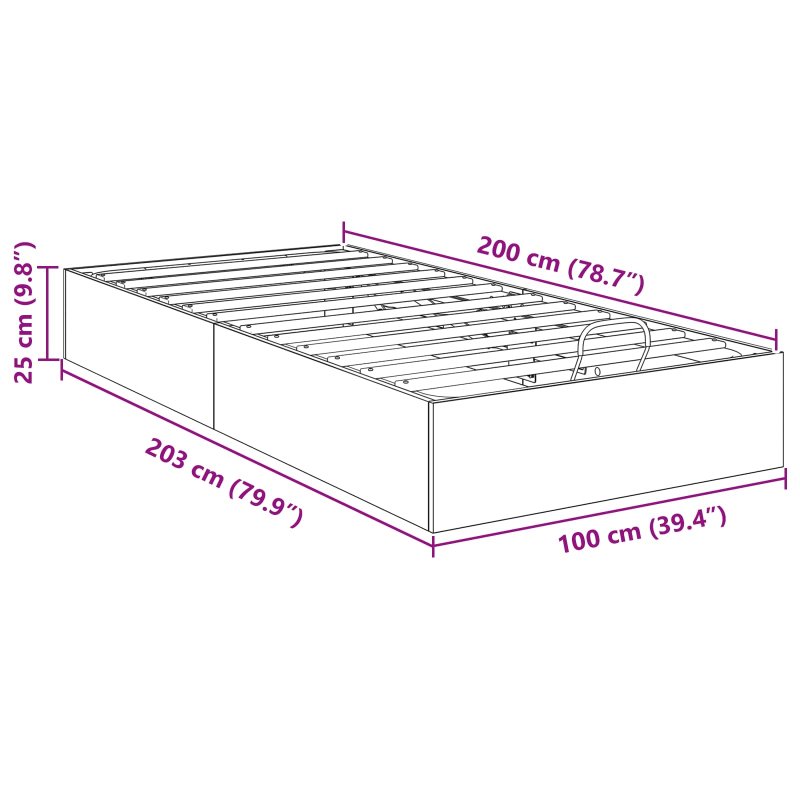 Ottoman postel Uzený Dub 203 x 100 x 25 cm Dřevěný materiál - obrázek 11