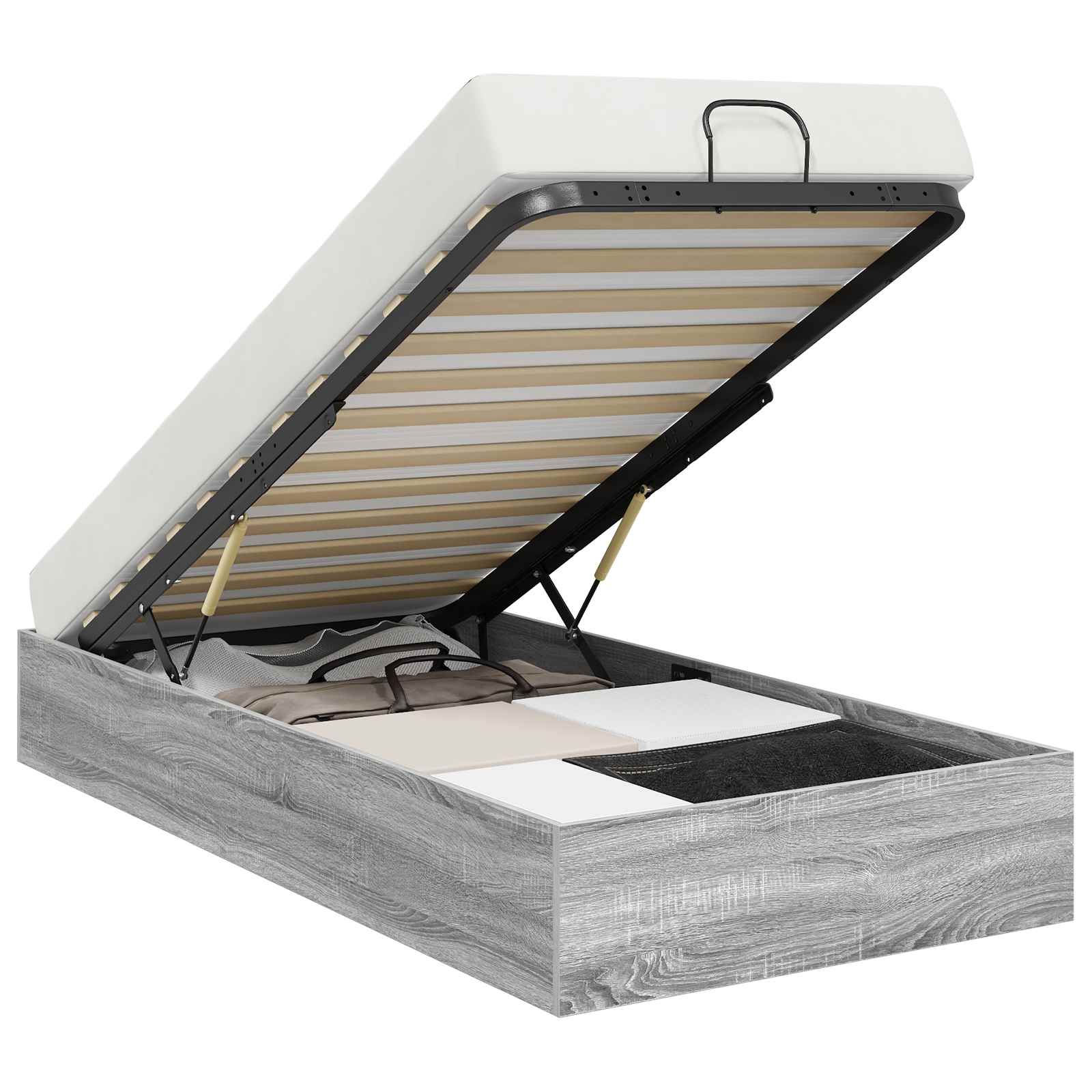 Ottoman Bedframe Grijs Sonoma 193 x 120 x 25 cm Spaanplaat | luizaXL | Dé meubelwinkel voor elk interieur Ottoman Bedframe Grijs Sonoma 193 x 120 x 25 cm Spaanplaat - Afbeelding 3