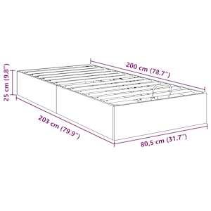 Ottoman postel Černý Dub 80,5 x 200 cm Dřevěný materiál - obrázek 11