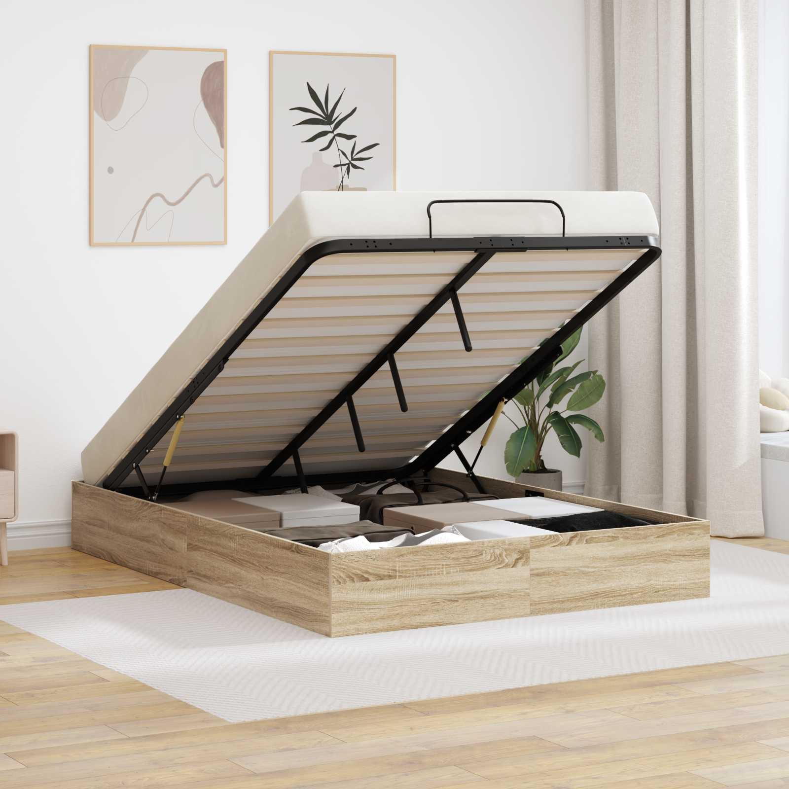 Ottoman Bedframe Sonoma Eiken 193 x 120 x 25 cm Spaanplaat