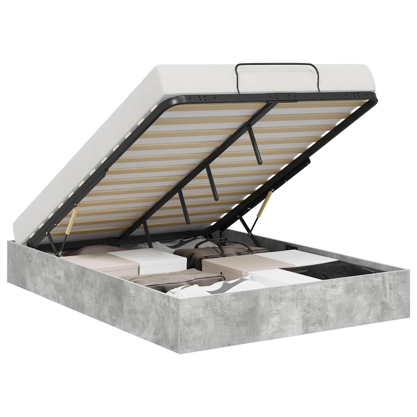 Ottoman Sängyn Runko Betoni Harmaa 140 x 200 cm Käsitelty puu - Image 3