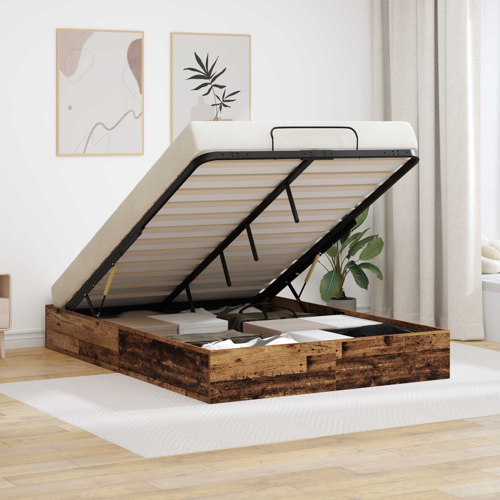 vidaXL Ottoman Bettgestell Altholz 193 x 140 x 25 cm Holzwerkstoff