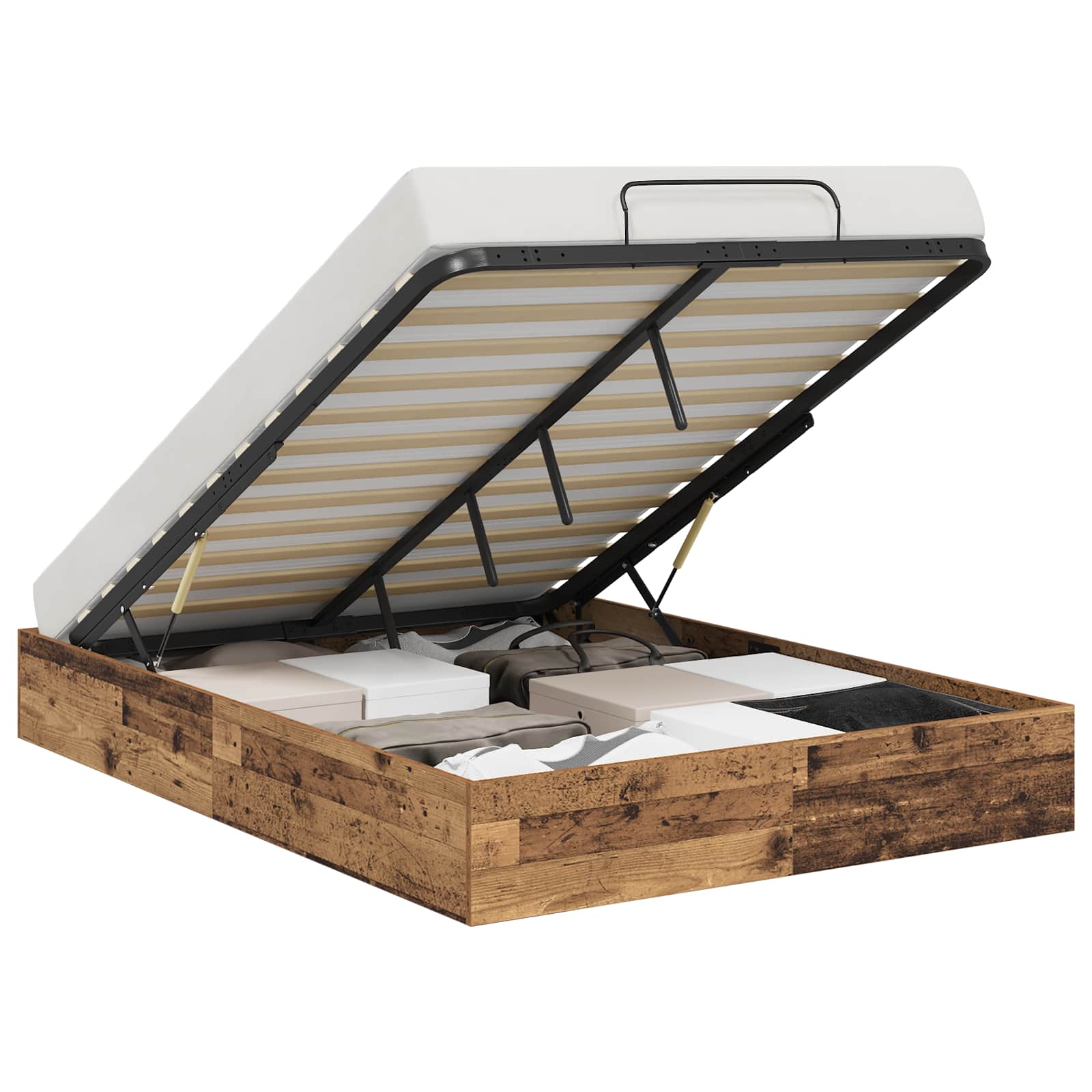 Thumbnail - vidaXL Ottoman Bettgestell Altholz 193 x 140 x 25 cm Holzwerkstoff