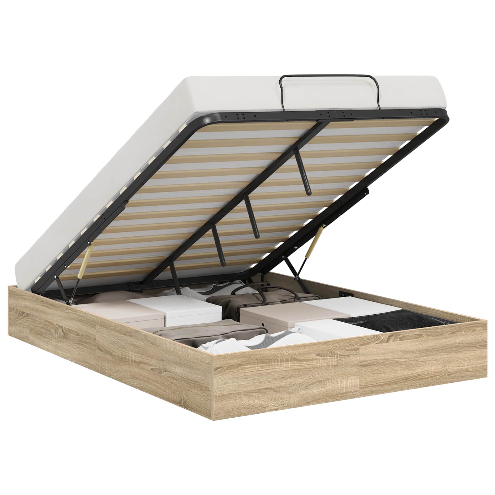 Thumbnail - vidaXL Ottoman Bettgestell mit Speicher Sonoma-Eiche 193 x 120 x 25 cm