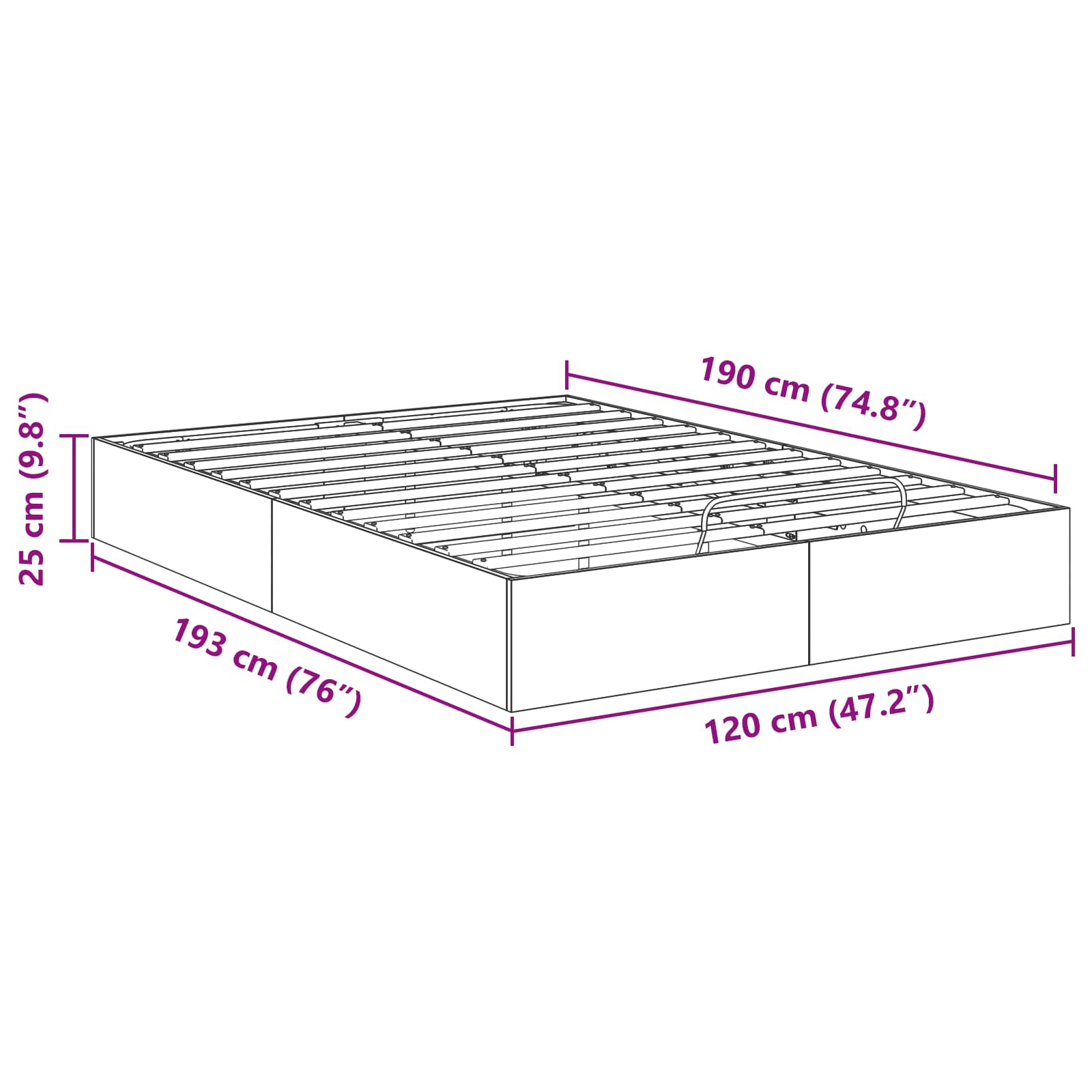 Ottoman Bedframe Sonoma Eiken 193 x 120 x 25 cm Spaanplaat | luizaXL | Dé meubelwinkel voor elk interieur Ottoman Bedframe Sonoma Eiken 193 x 120 x 25 cm Spaanplaat - Afbeelding 11