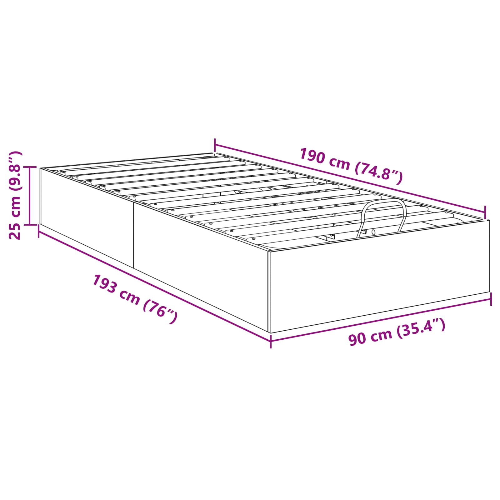 Ottoman Bedframe met opslag Wit 193 x 120 x 25 cm Spaanplaat | luizaXL | Dé meubelwinkel voor elk interieur Ottoman Bedframe met opslag Wit 193 x 120 x 25 cm Spaanplaat - Afbeelding 11