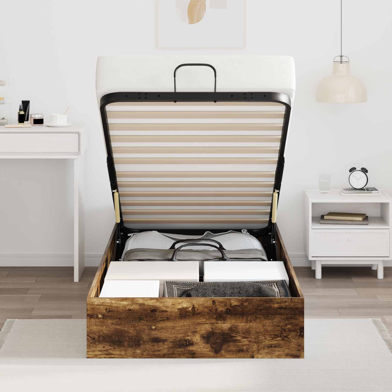 Ottoman postel Uzený Dub 193 x 90 x 25 cm Dřevěný materiál - obrázek 4