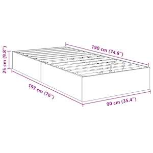 Ottoman postel Uzený Dub 193 x 90 x 25 cm Dřevěný materiál - obrázek 11