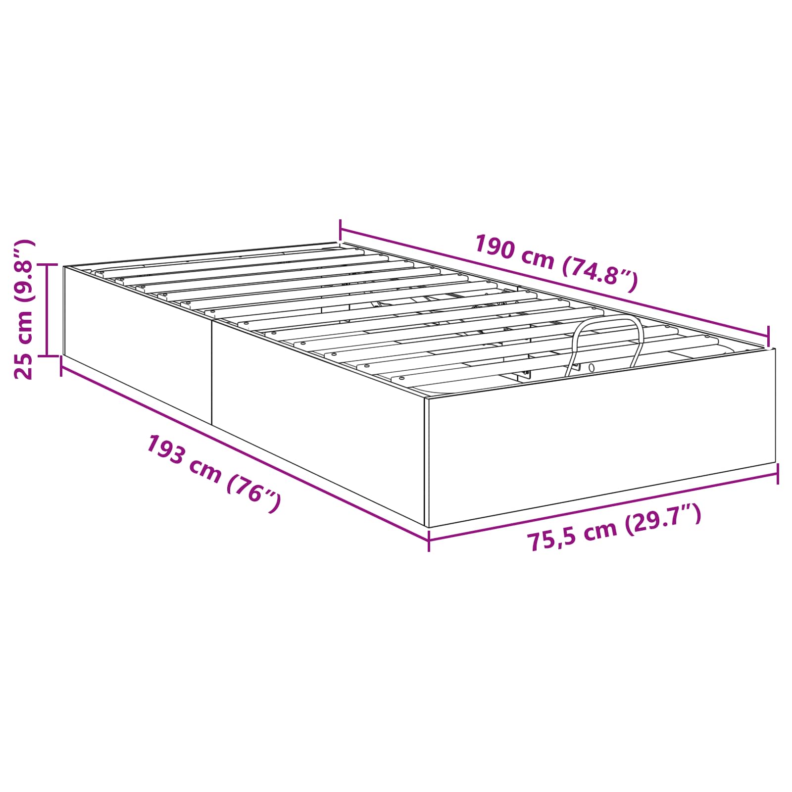 Ottomanska postelja Bela 193 x 75,5 x 25 cm Konstruiran les - slika 11