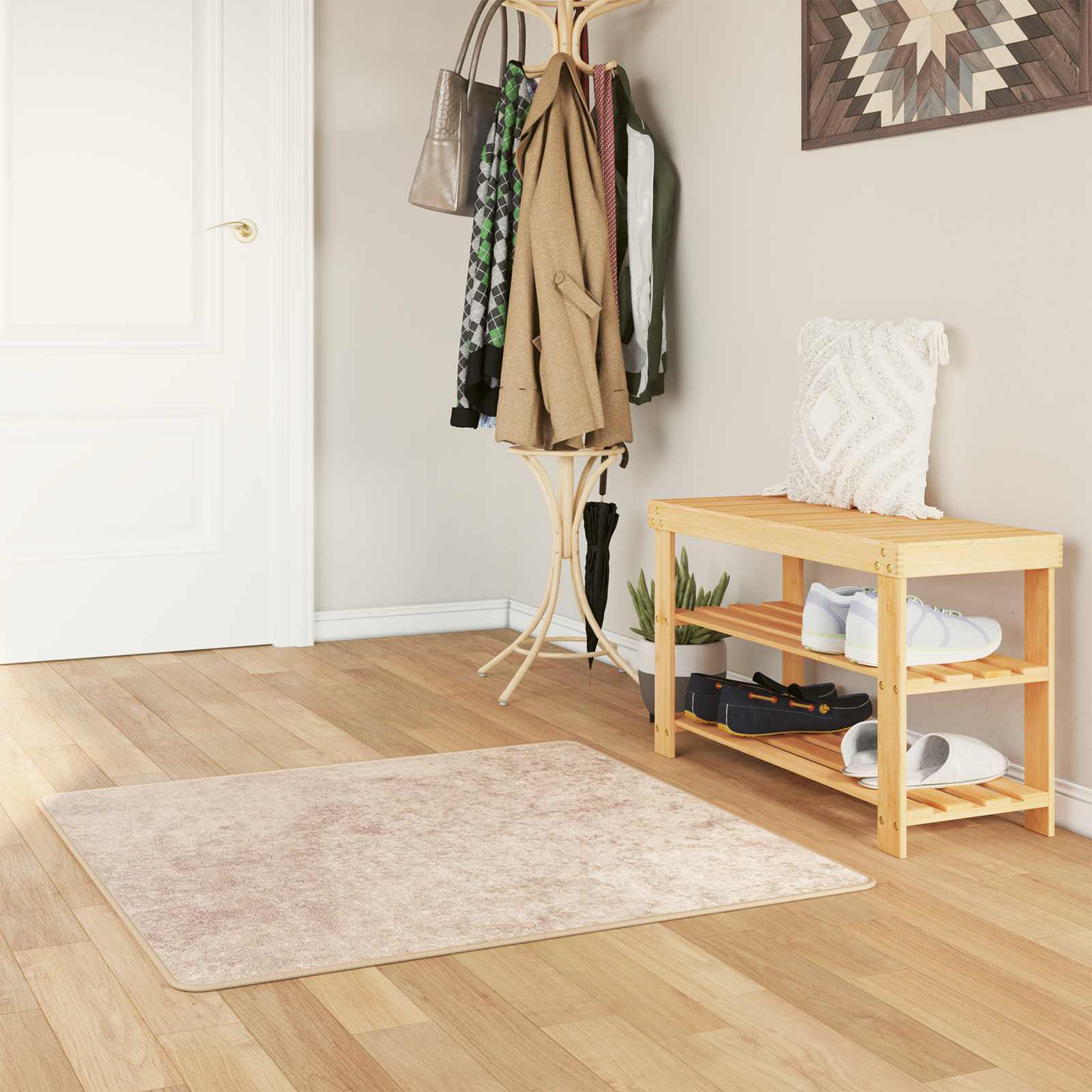 Vloerkleedloper MARSA Beige 100 x 100 cm Polyester en PVC image 1