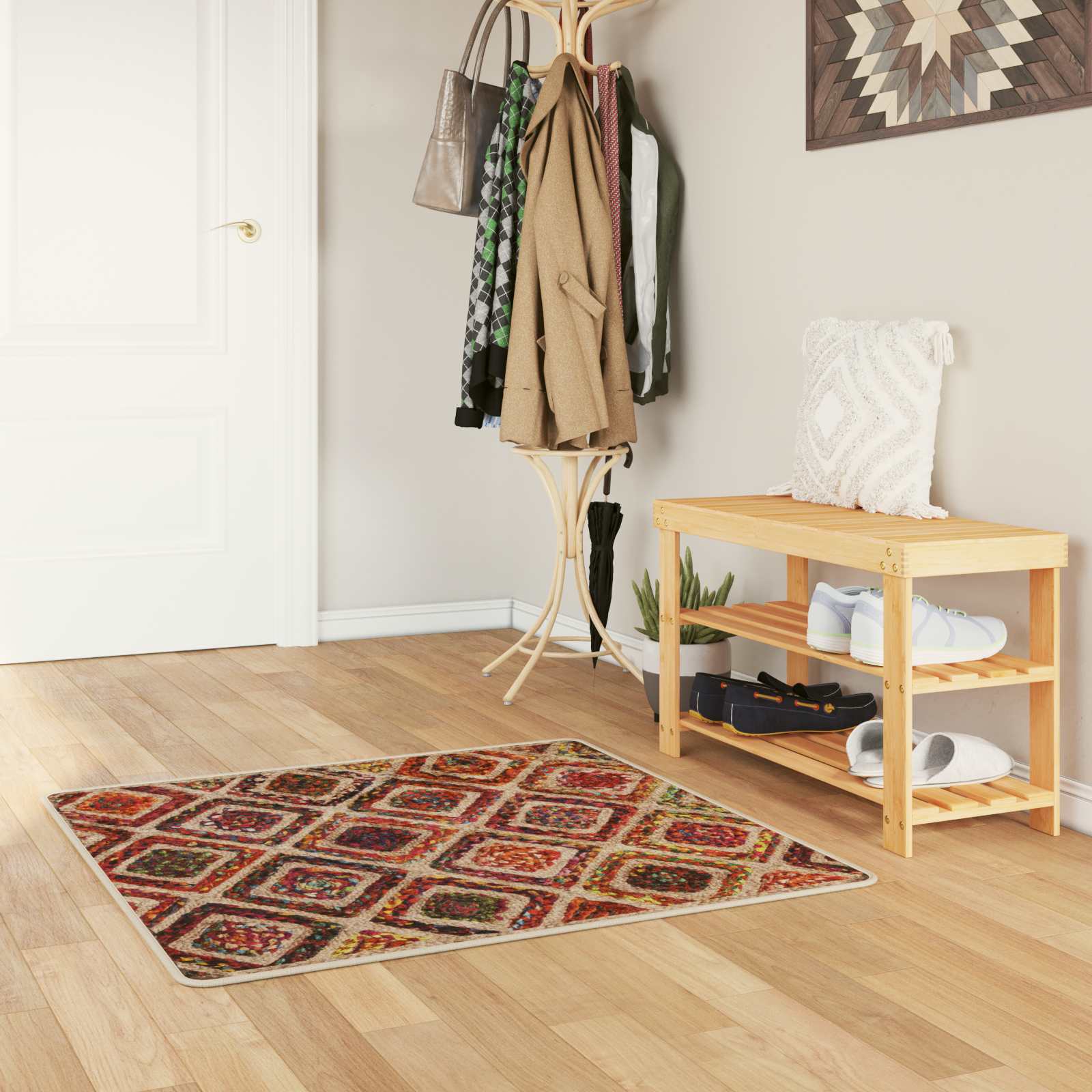 vidaXL Covor Runner MARSA Multicolour 100 x 100 cm Poliester și PVC