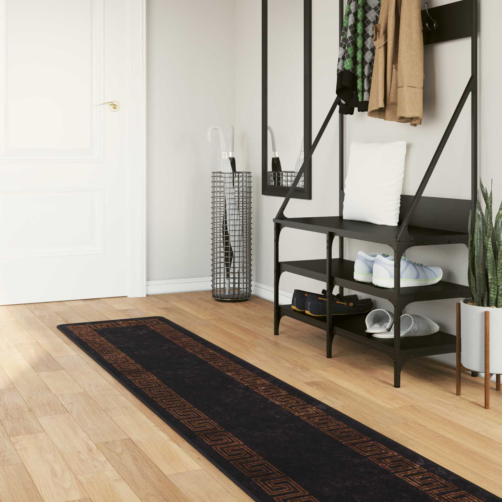 vidaXL Covor Runner MARSA Negru 50 x 250 cm Poliester și PVC