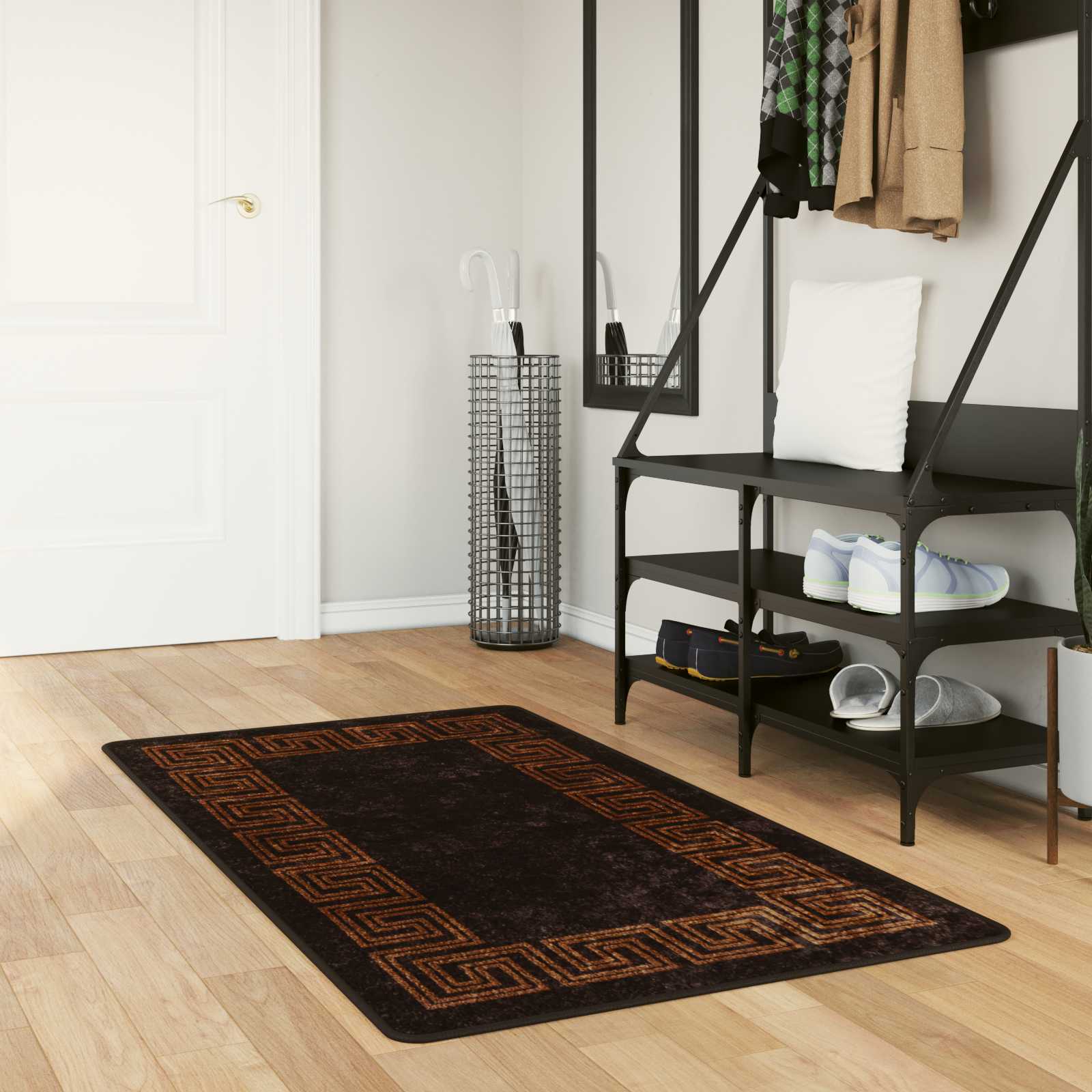 vidaXL Covor Runner MARSA Negru 100 x 200 cm Poliester și PVC