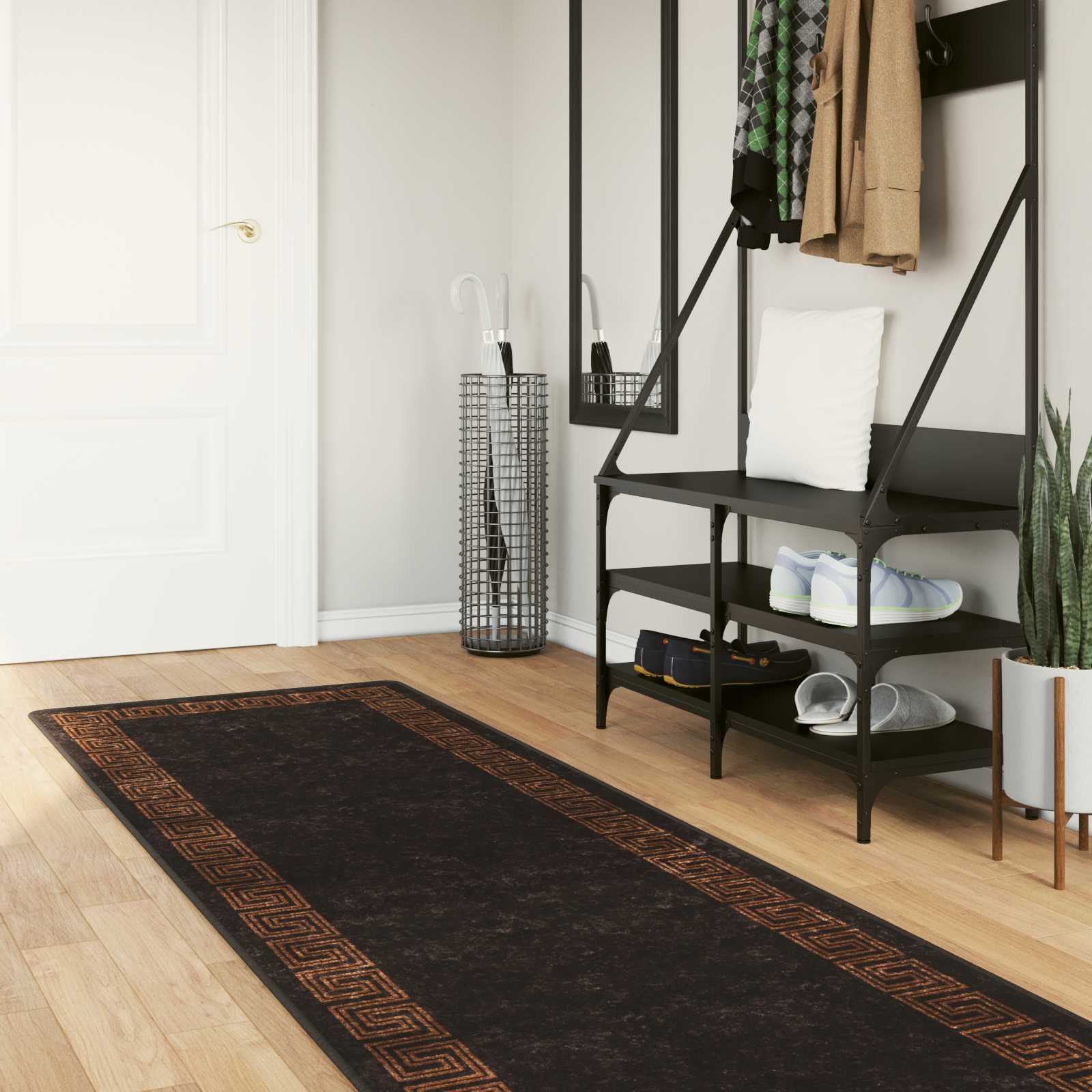 vidaXL Covor Runner MARSA Negru 100 x 250 cm Poliester și PVC