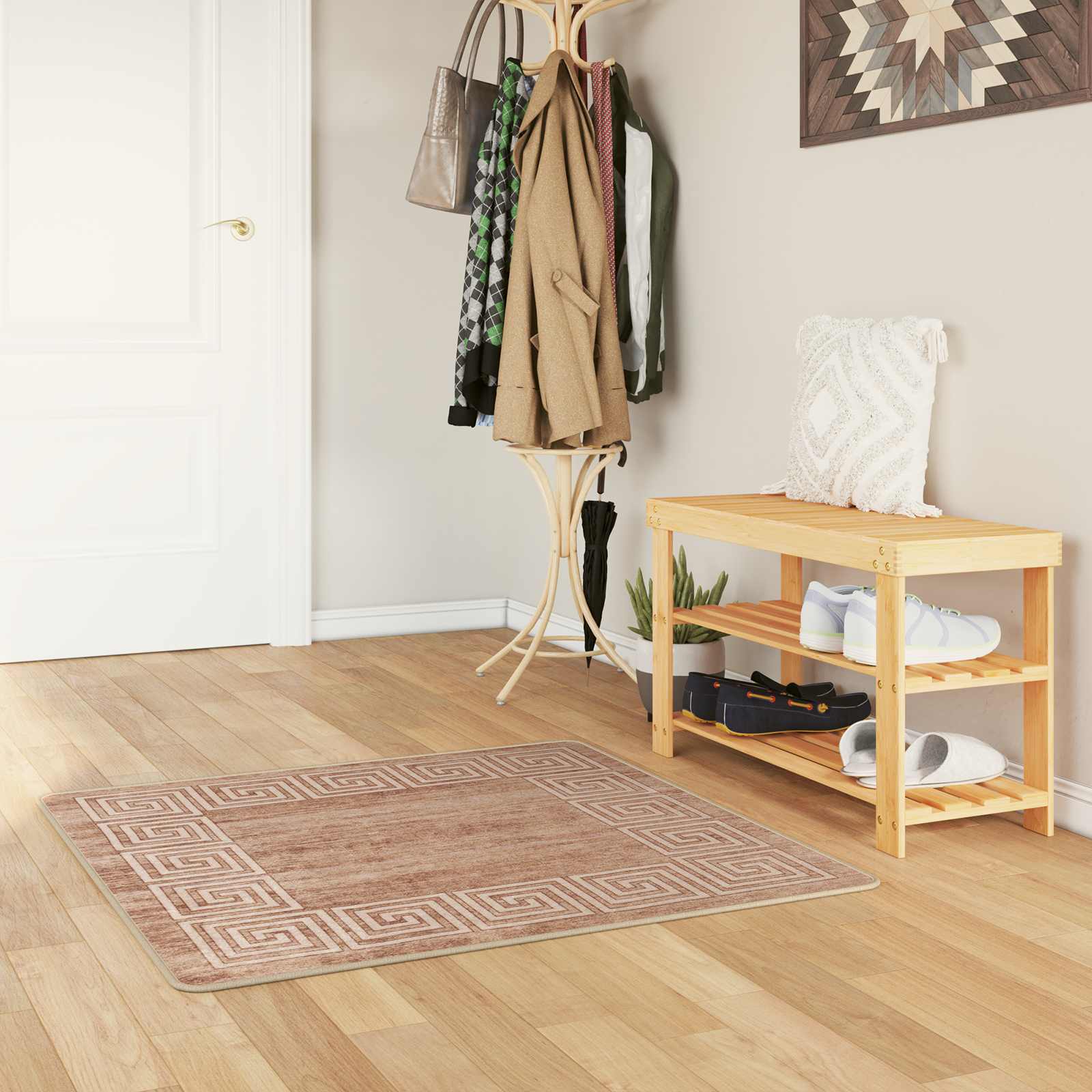 vidaXL Covor Runner MARSA Alb 100 x 100 cm Poliester și PVC