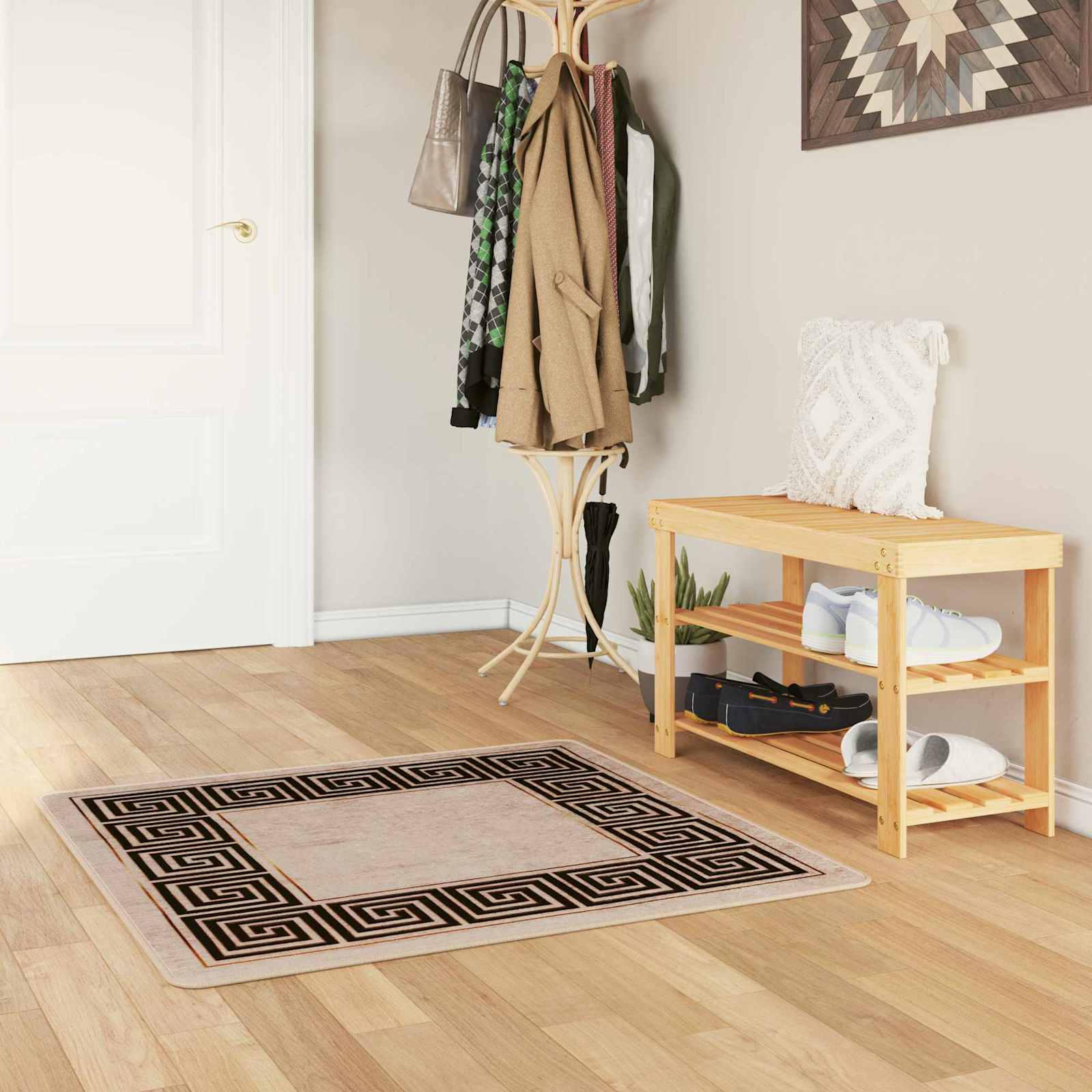 vidaXL Covor Runner MARSA Negru 100 x 100 cm Poliester și PVC