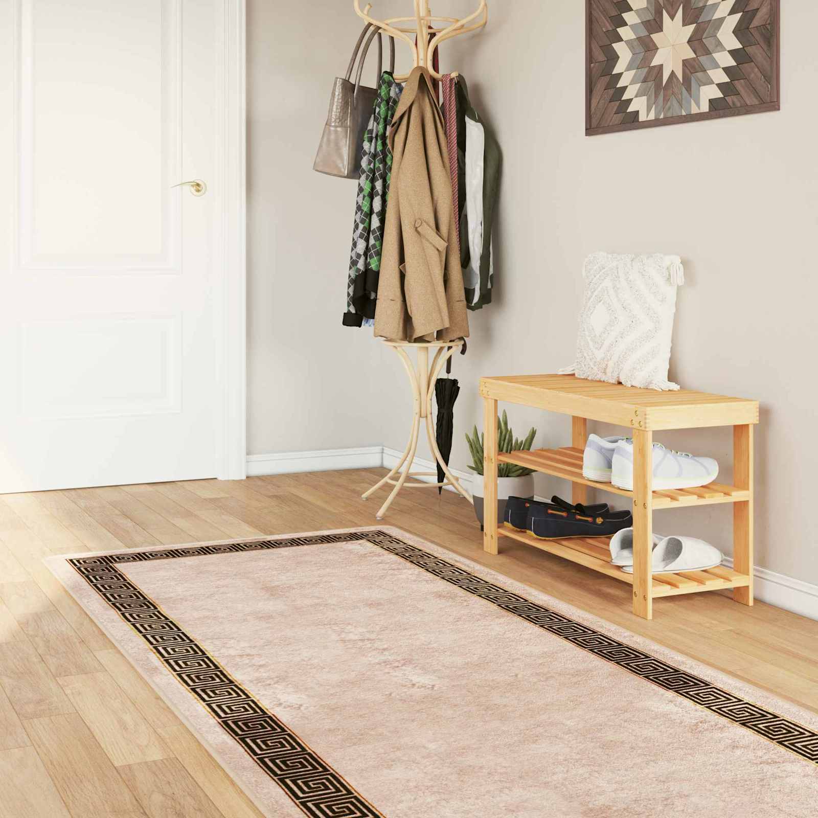 vidaXL Covor Runner MARSA Negru 100 x 350 cm Poliester și PVC