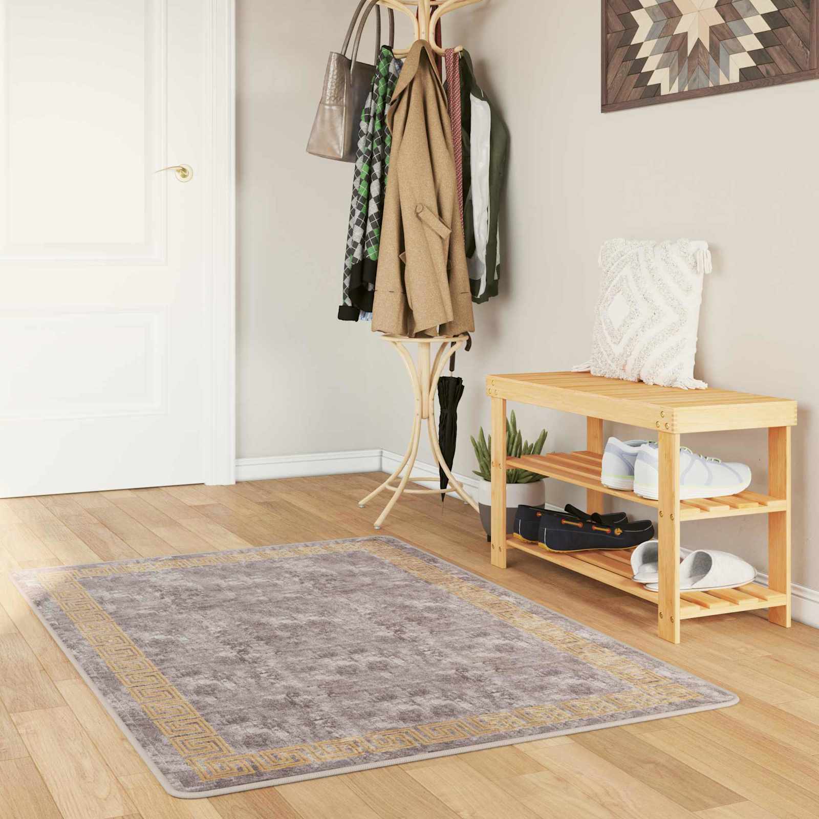 vidaXL Covor Runner MARSA Gri 80 x 100 cm Poliester și PVC
