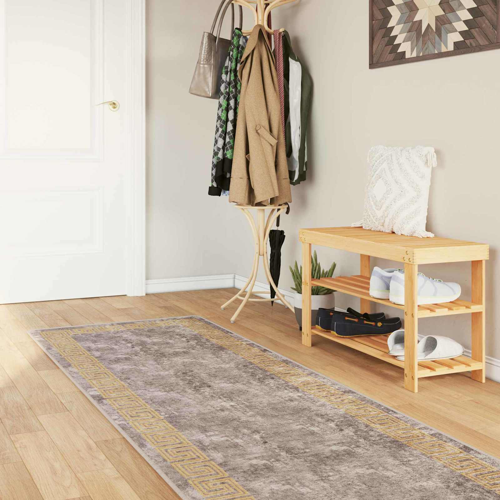 vidaXL Covor Runner MARSA Gri 80 x 450 cm Poliester și PVC