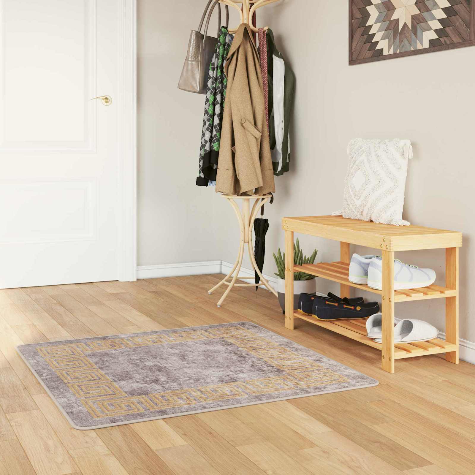 vidaXL Covor Runner MARSA Gri 100 x 100 cm Poliester și PVC