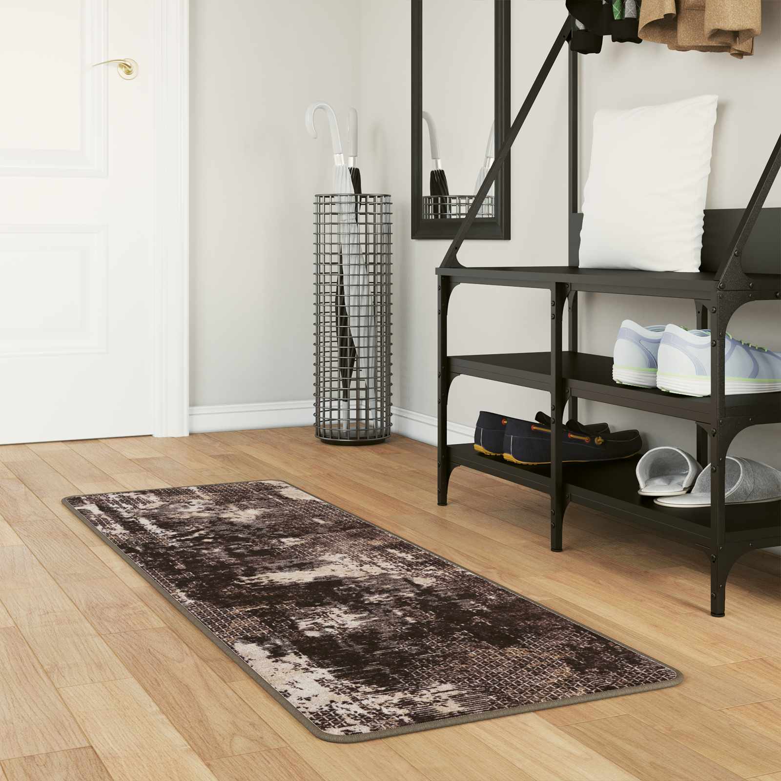 vidaXL Covor Runner MARSA Negru 50 x 200 cm Poliester și PVC