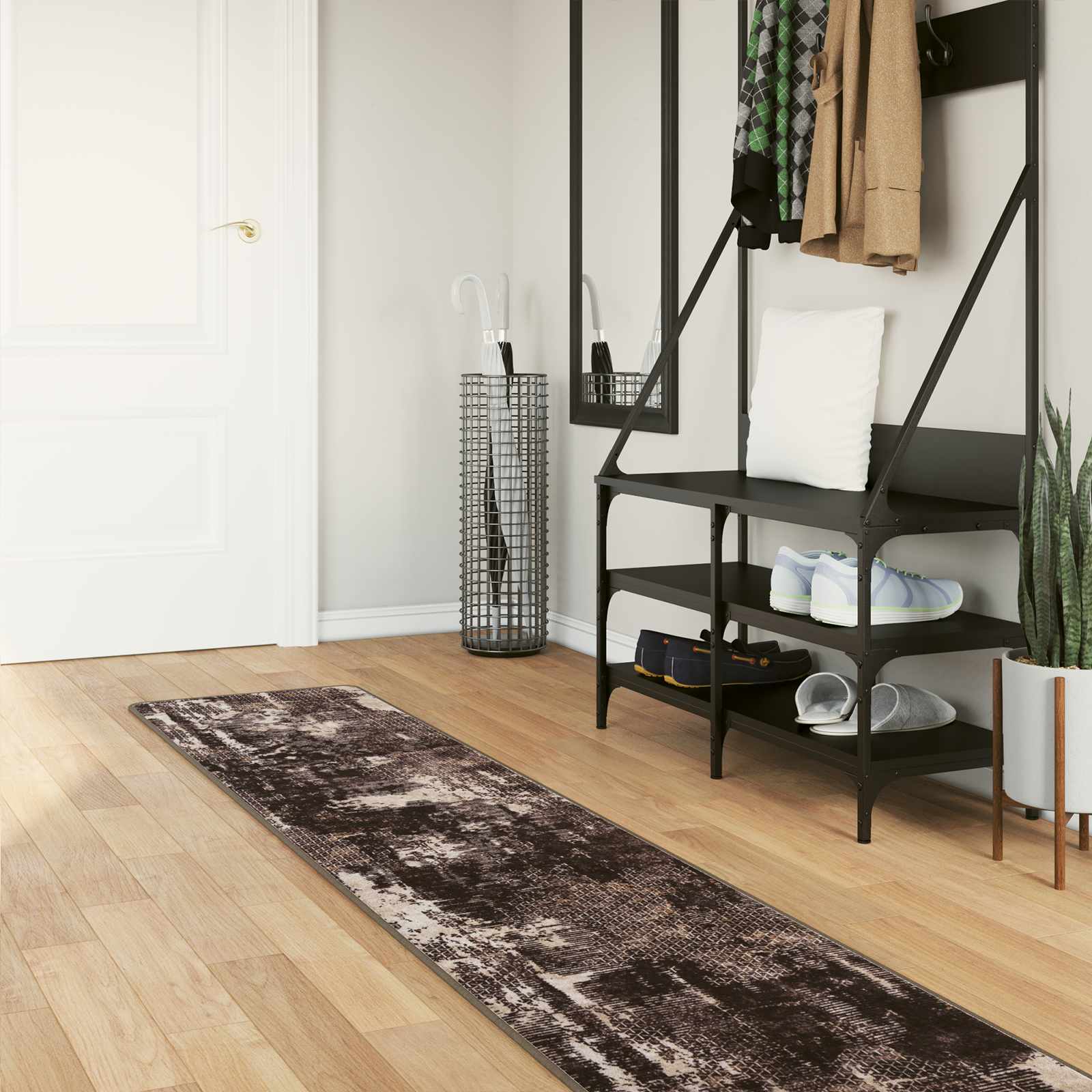 vidaXL Covor Runner MARSA Negru 50 x 350 cm Poliester și PVC